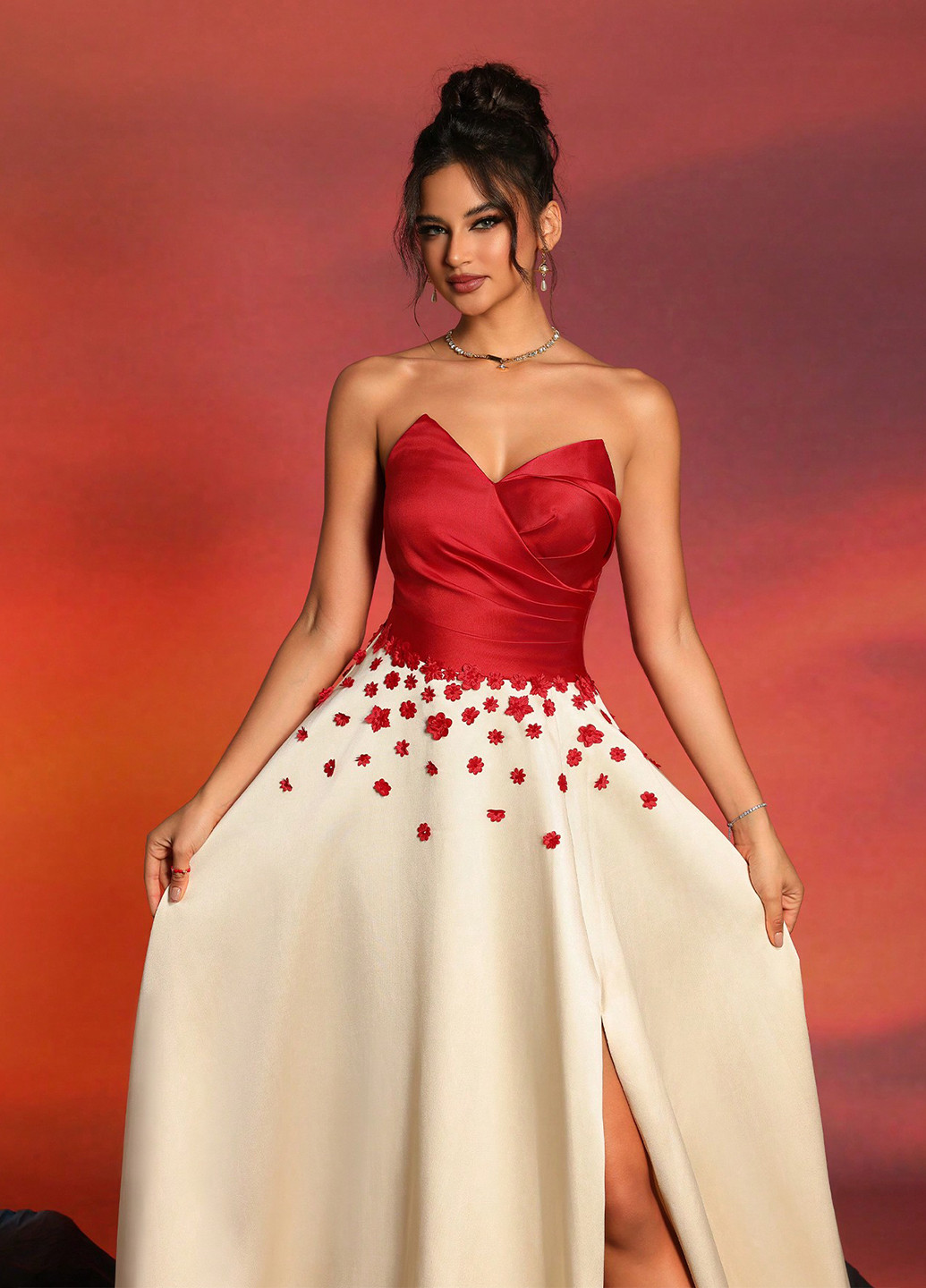 Комбінована святковий, вечірня сукня кльош SHEIN колор блок