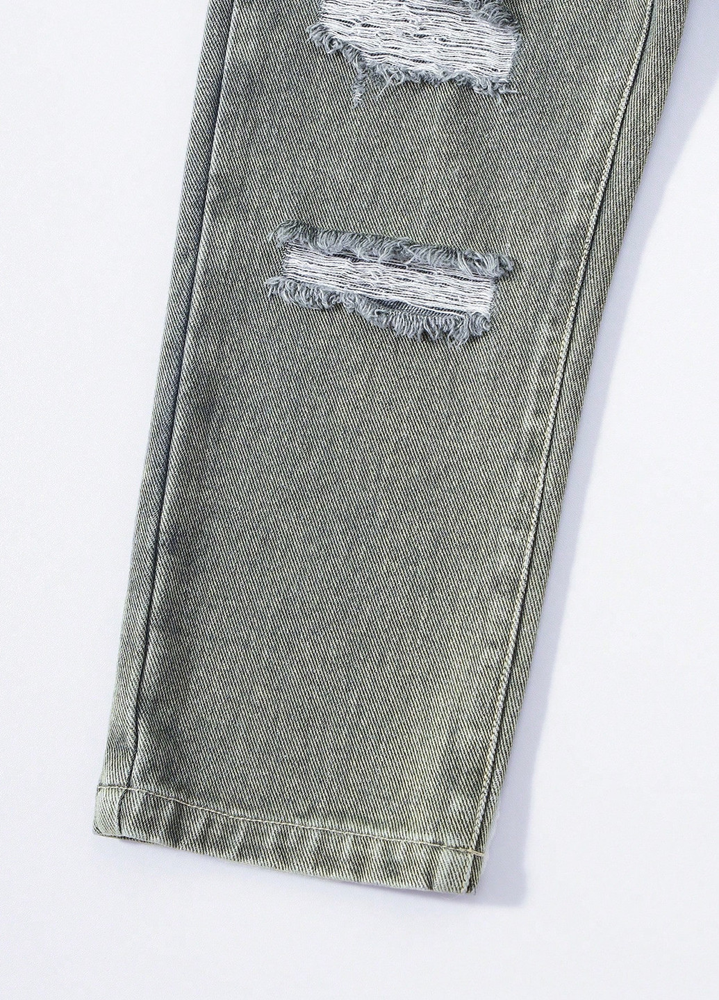 Серо-зеленые демисезонные регюлар фит, прямые джинсы SHEIN