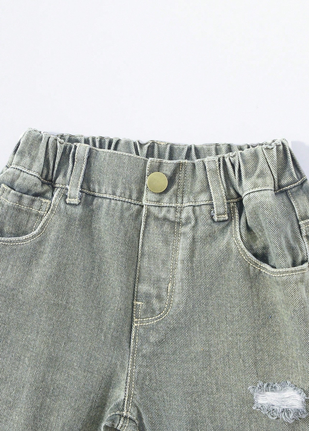 Серо-зеленые демисезонные регюлар фит, прямые джинсы SHEIN