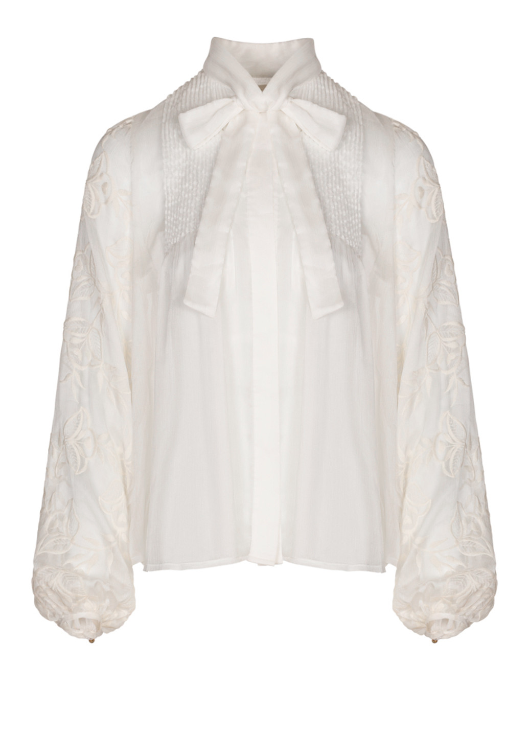 Белая летняя белая шифоновая блузка с длинными рукавами Stevie May
