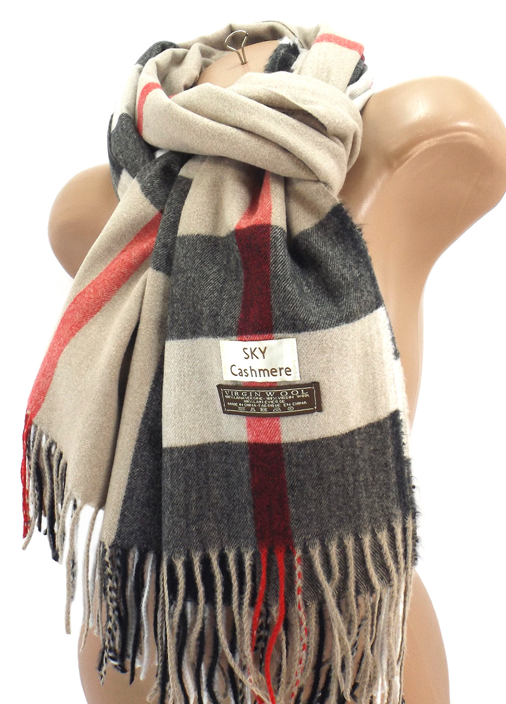 Жіночий вовняний шарф Sky Cashmere Burberry, бежевий LuxWear S176003 (225001114)
