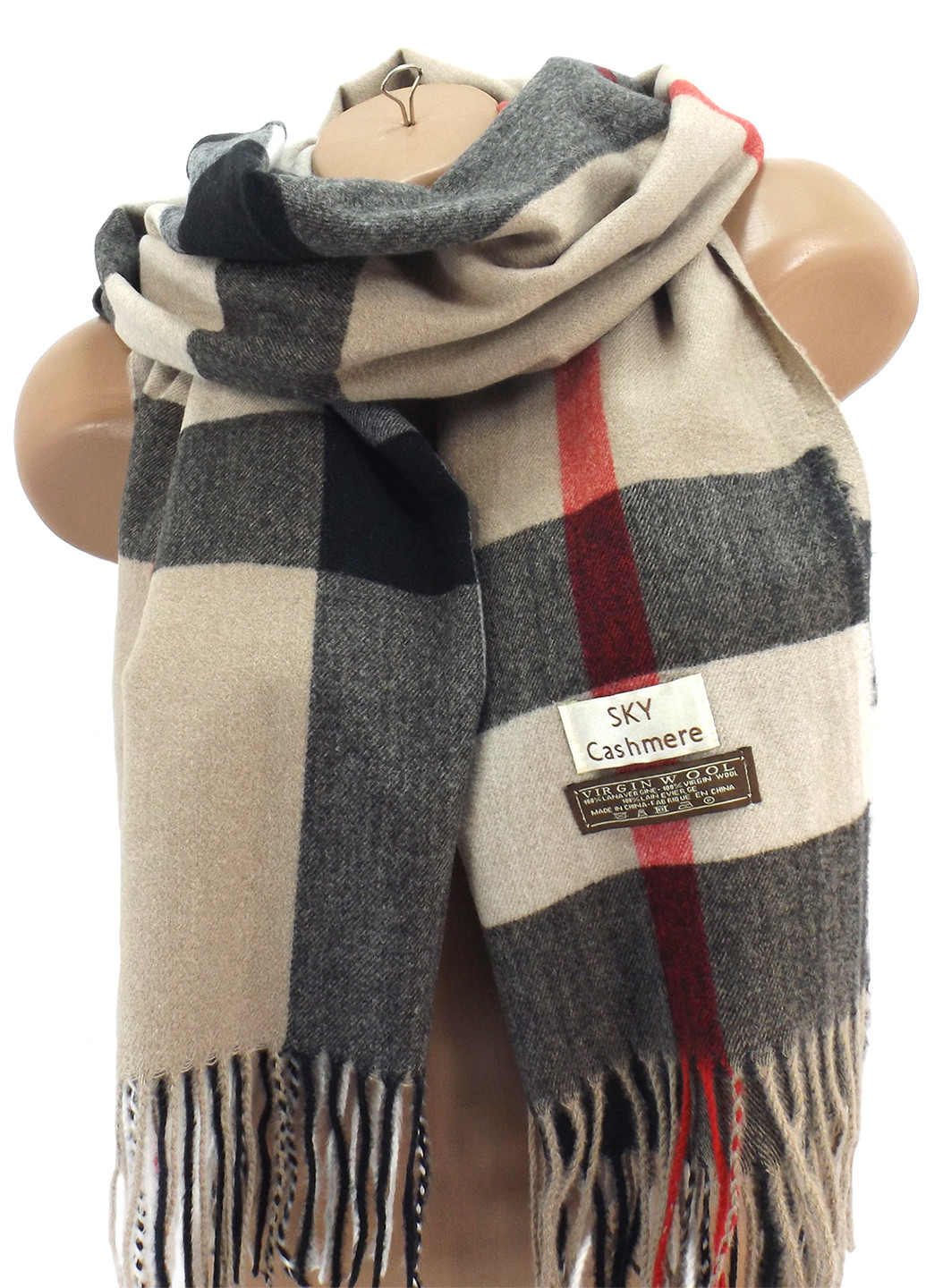 Жіночий вовняний шарф Sky Cashmere Burberry, бежевий LuxWear S176003 (225001114)
