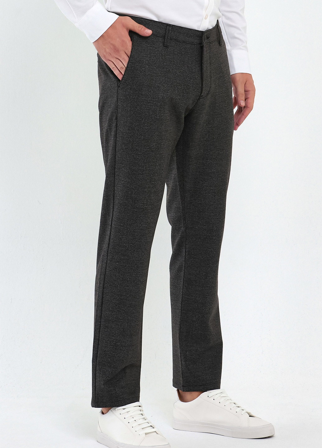 Серо-коричневые классические демисезонные прямые брюки Trend Collection