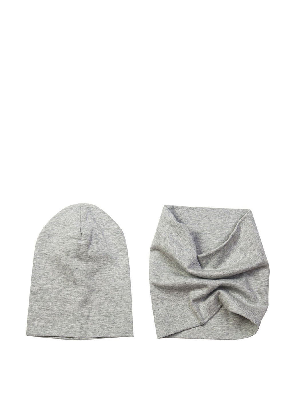 Серый демисезонный комплект (шапка, шарф-снуд) Ляля