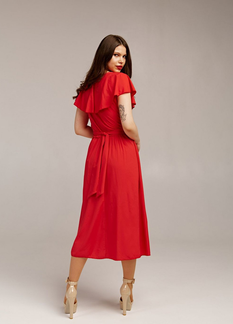 Красное кэжуал платье so-78338-red Alpama однотонное