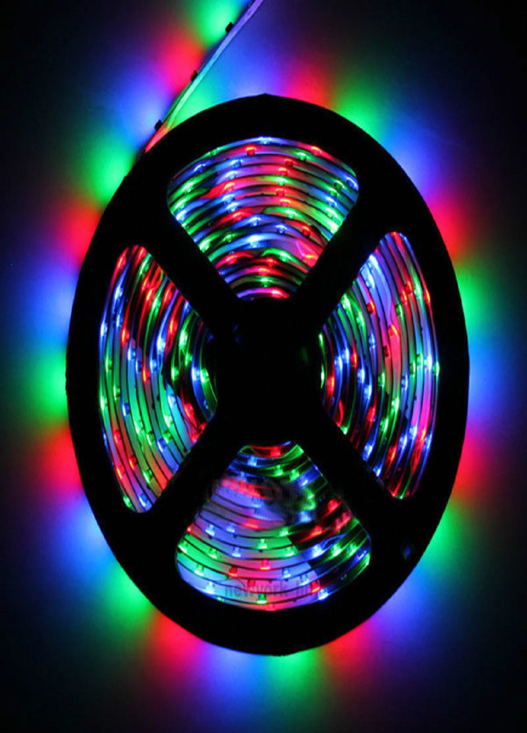 Cветодиодная Трехцветная Лента c Пультом и Блоком Питания Влагозащищенная LED SMD 3528 RGB 12v 5М с клейкой основой Forus (253319268)
