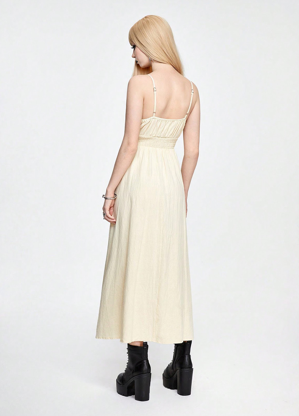 Айвори кэжуал платье в стиле ампир SHEIN с рисунком