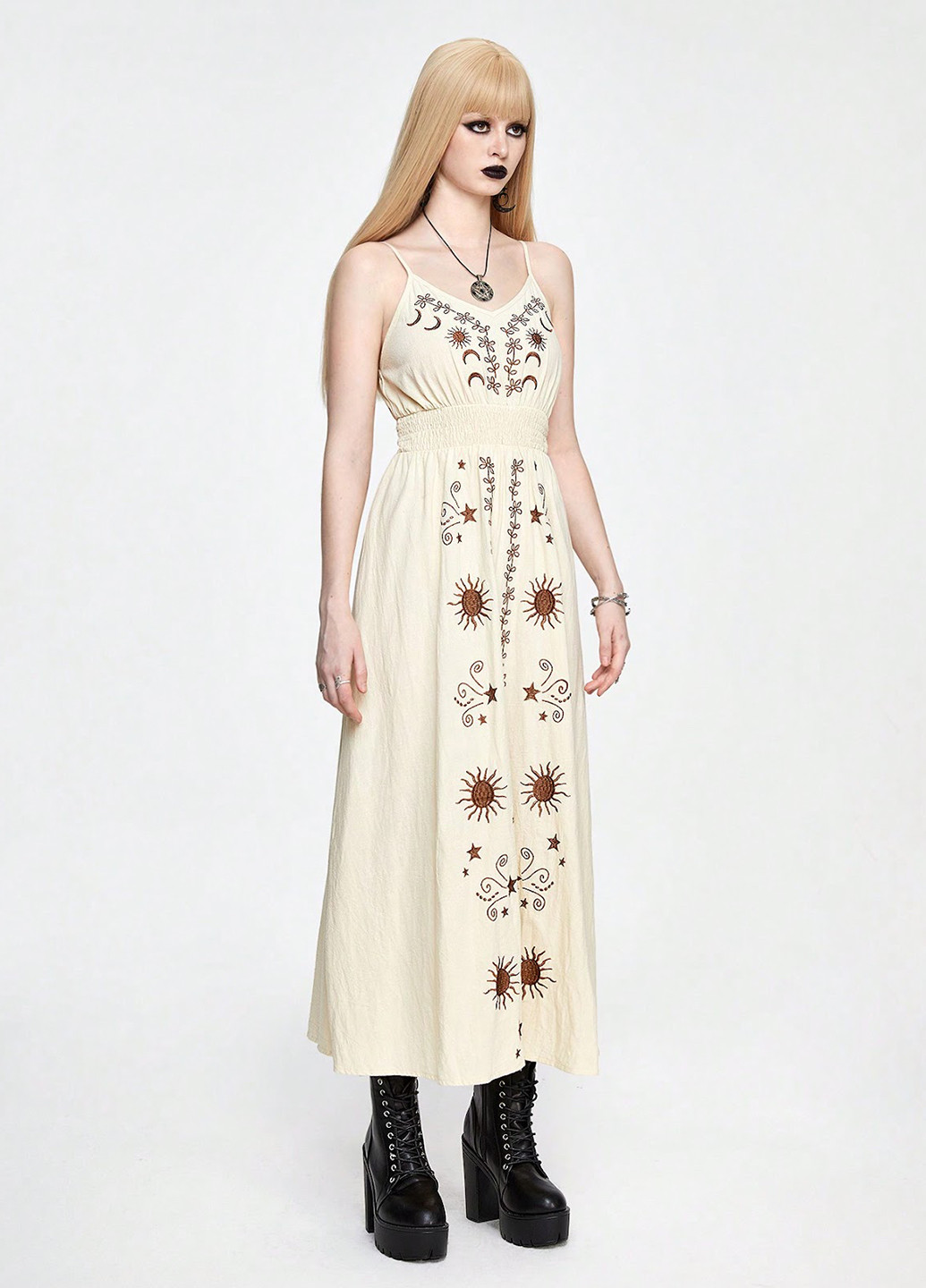 Айвори кэжуал платье в стиле ампир SHEIN с рисунком