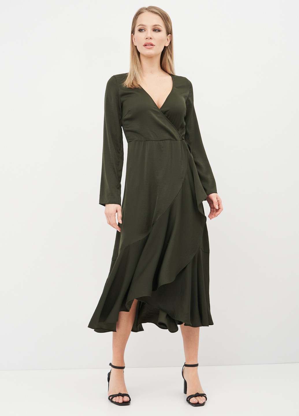 Темно-зелена вечірня сукня H&M однотонна