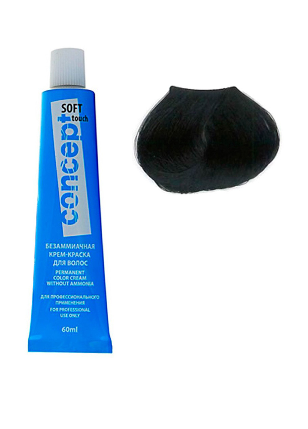 1.0, крем-краска для волос стойкая безаммиачная Soft Touch (черный), 60 мл Concept (75835264)