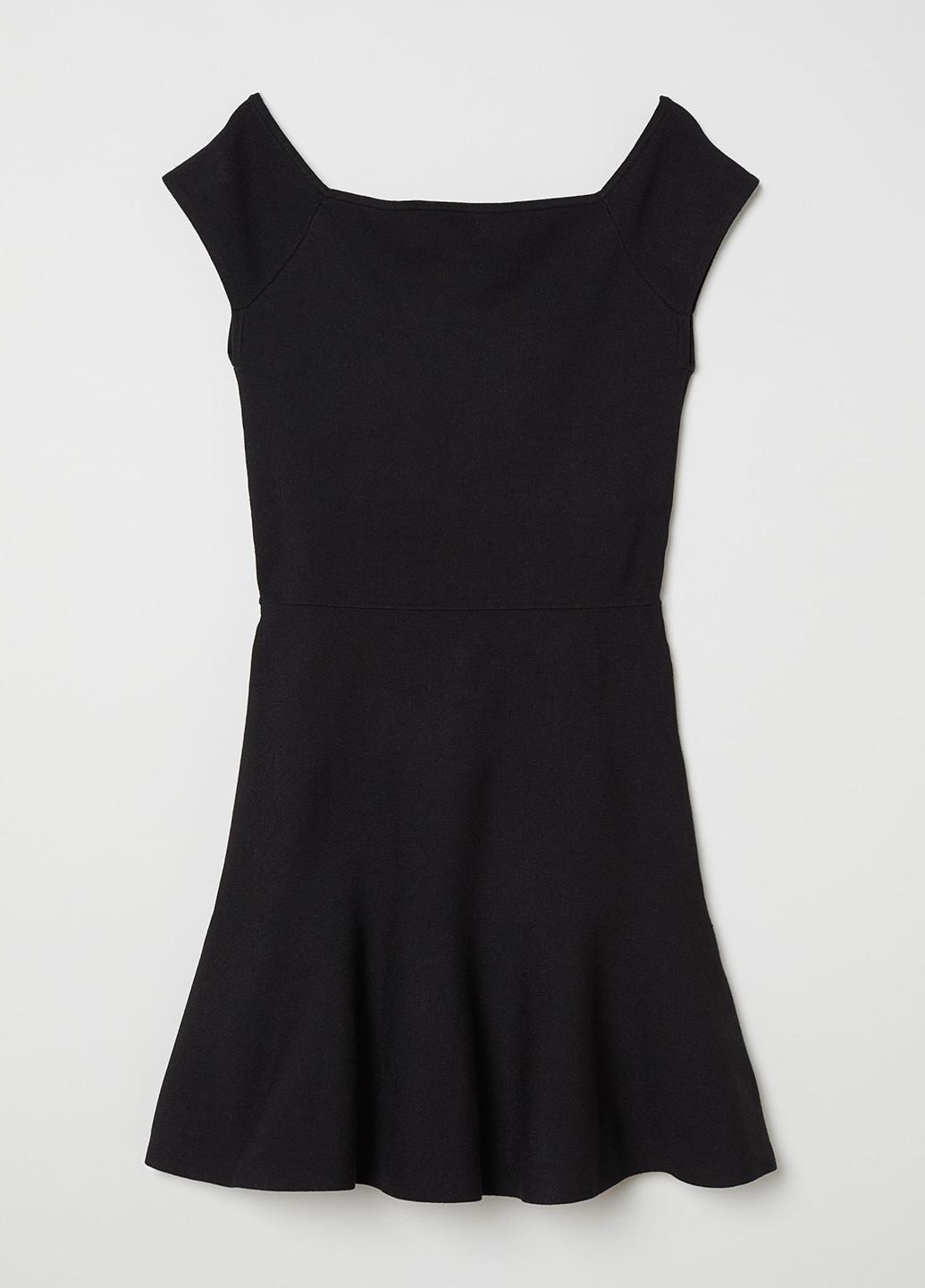 Черное коктейльное сукня клеш, с открытыми плечами H&M однотонное