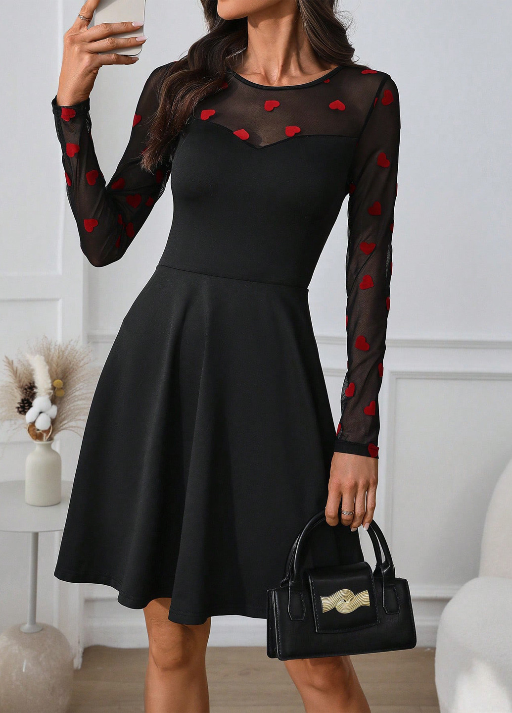 Чорна кежуал сукня кльош SHEIN однотонна