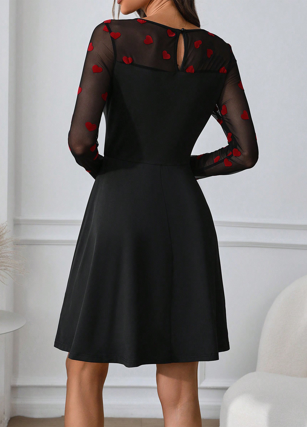 Чорна кежуал сукня кльош SHEIN однотонна