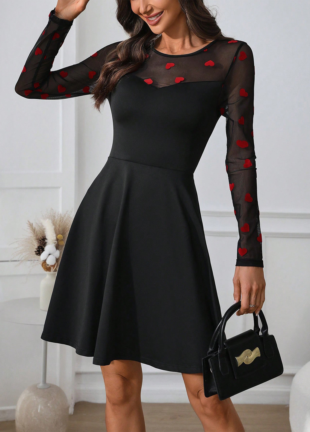 Чорна кежуал сукня кльош SHEIN однотонна