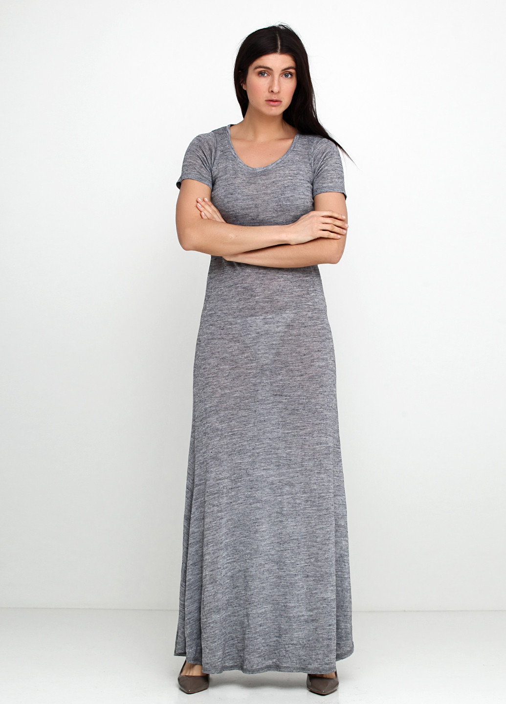 Світло-сіра кежуал сукня кльош Zara меланжева