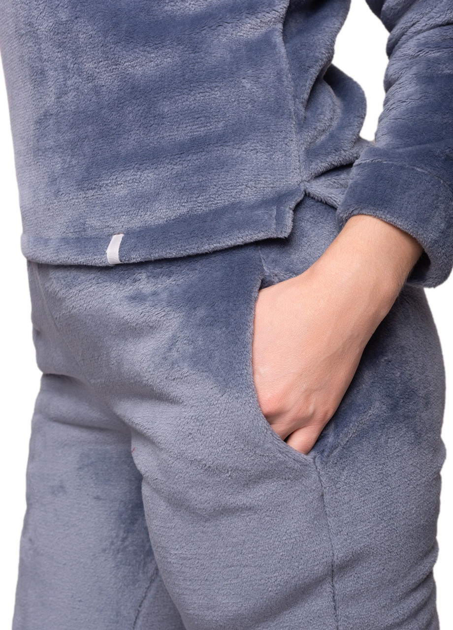 Серая всесезон пижама костюм домашний плюшевый кофта со штанами серый Maybel