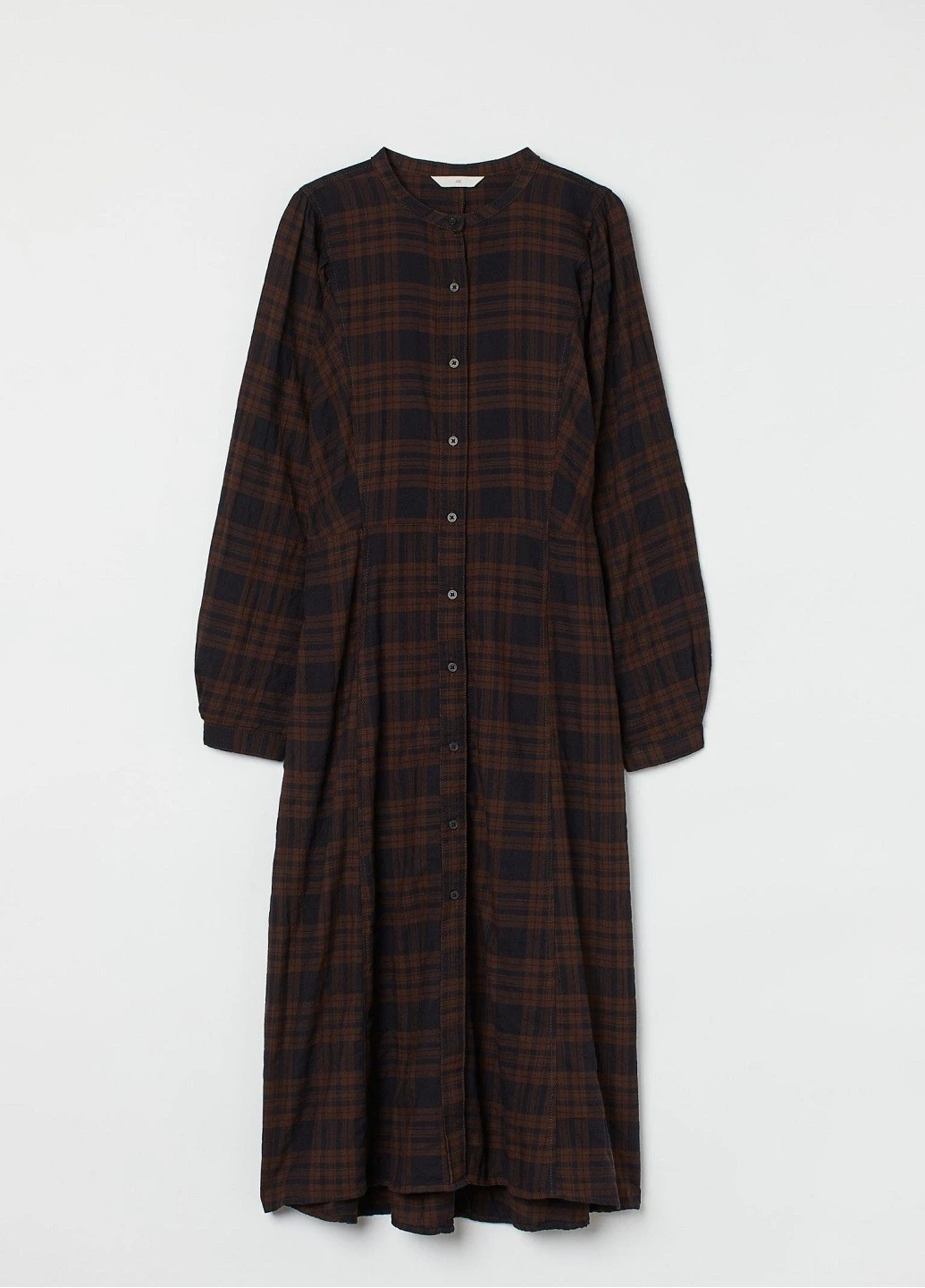 Коричневое кэжуал платье H&M в клетку