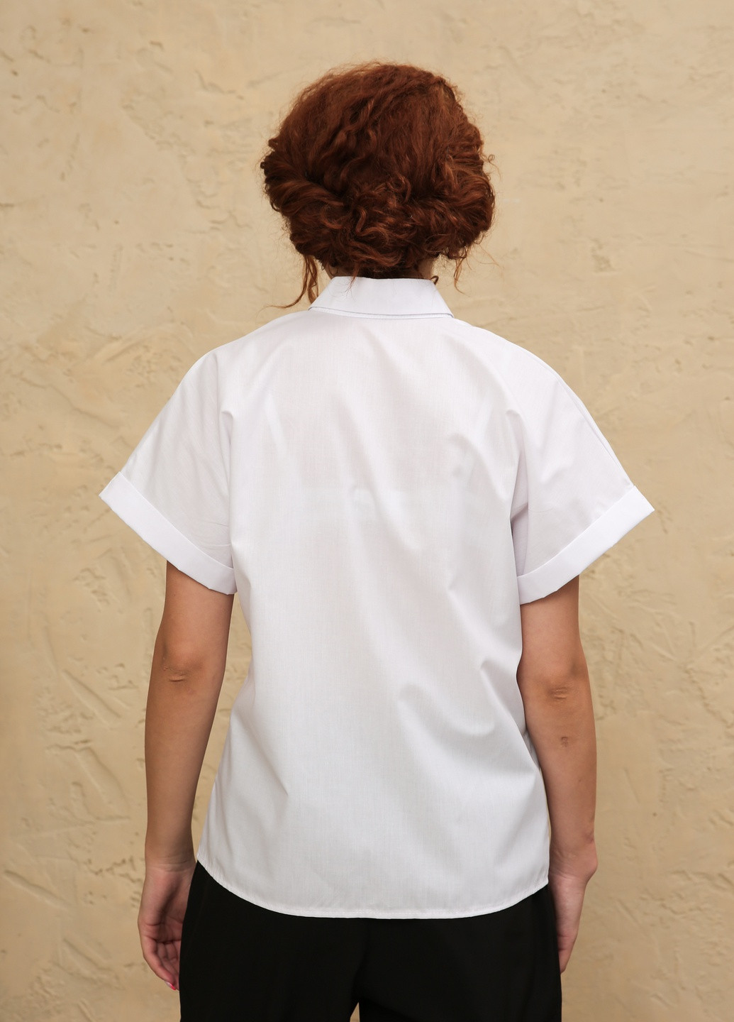 Белая летняя классическая рубашка с вышивкой "бабочки" INNOE Блуза с вышивкой