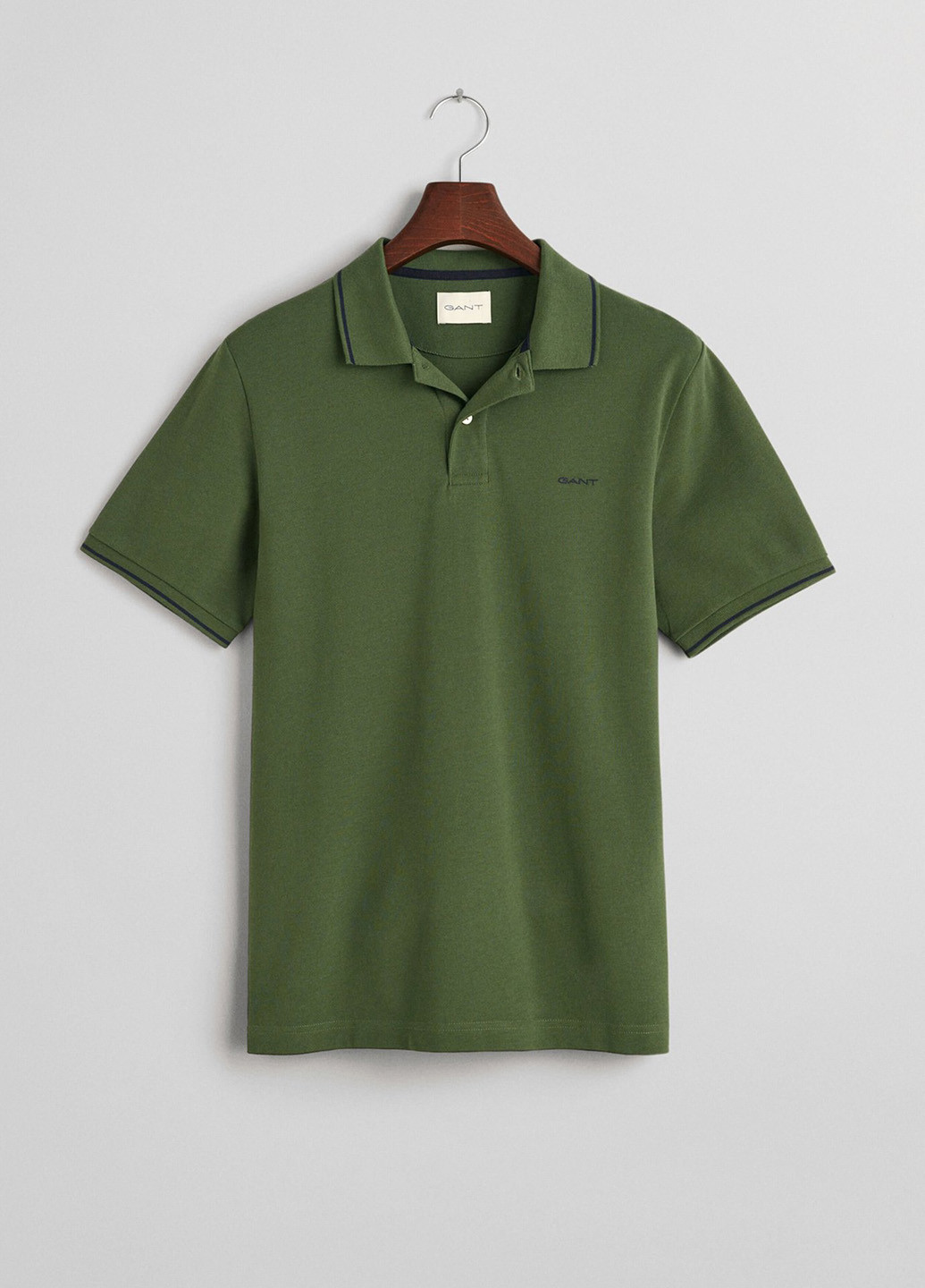 Зеленая футболка-поло для мужчин Gant однотонная