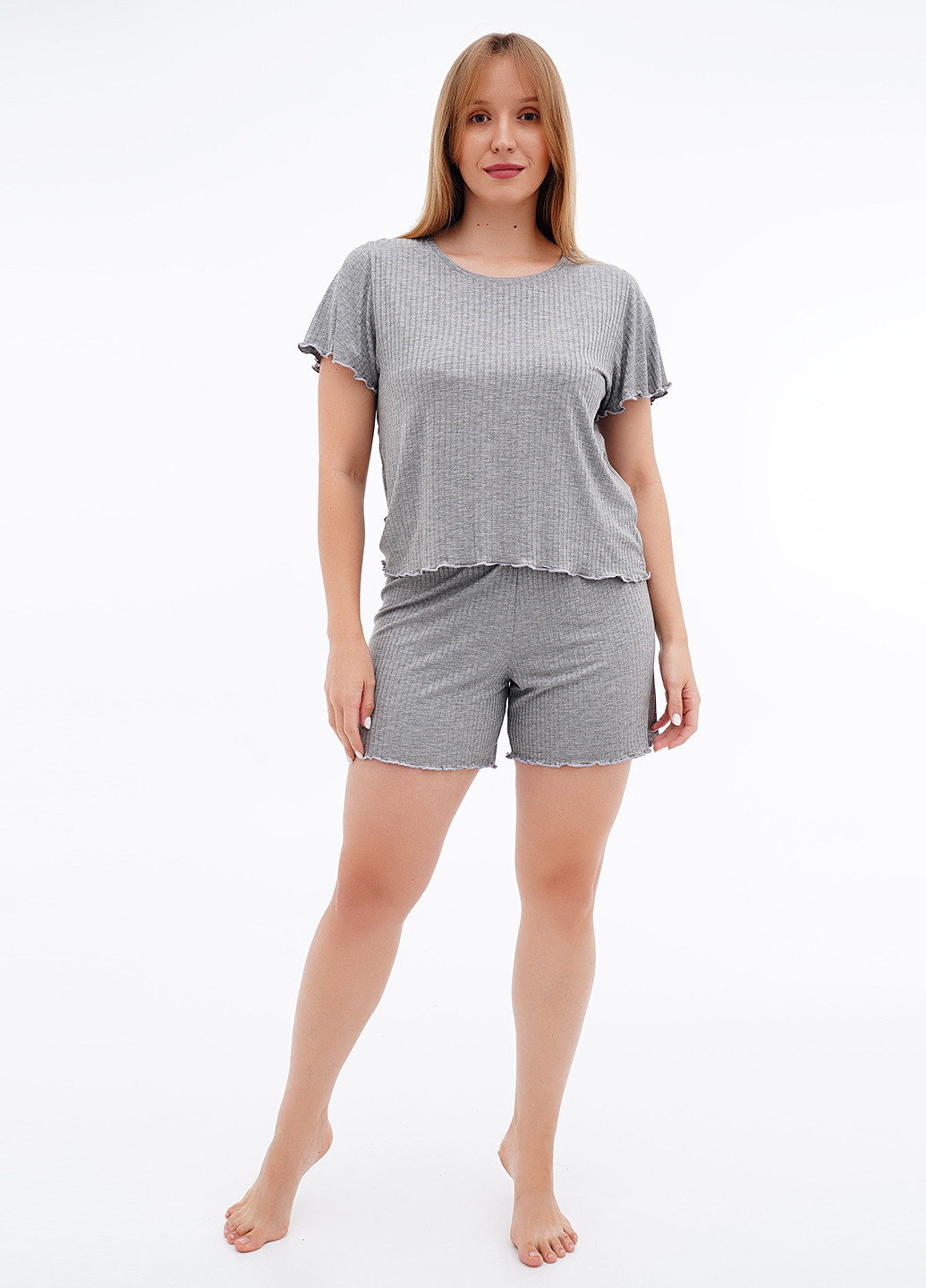 Сірий демісезонний комплект (футболка, шорти) Cotpark