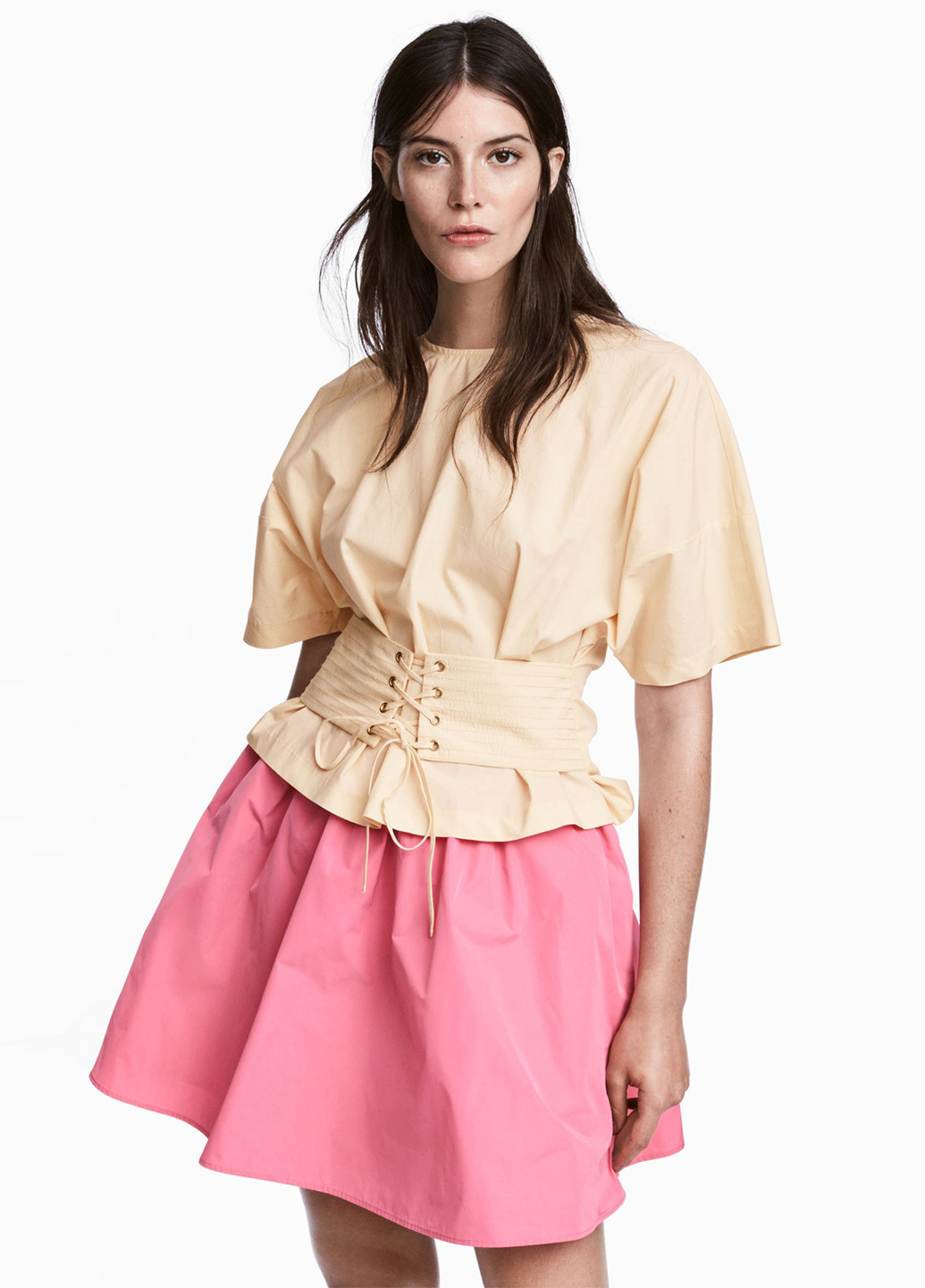 Розовая кэжуал юбка H&M клешированная