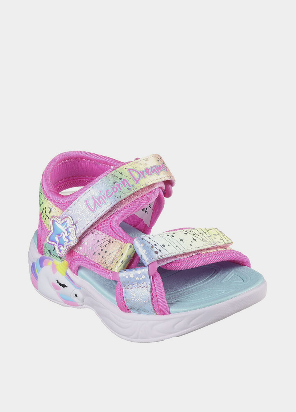 Цветные босоножки Skechers с аппликацией, с логотипом, с белой подошвой