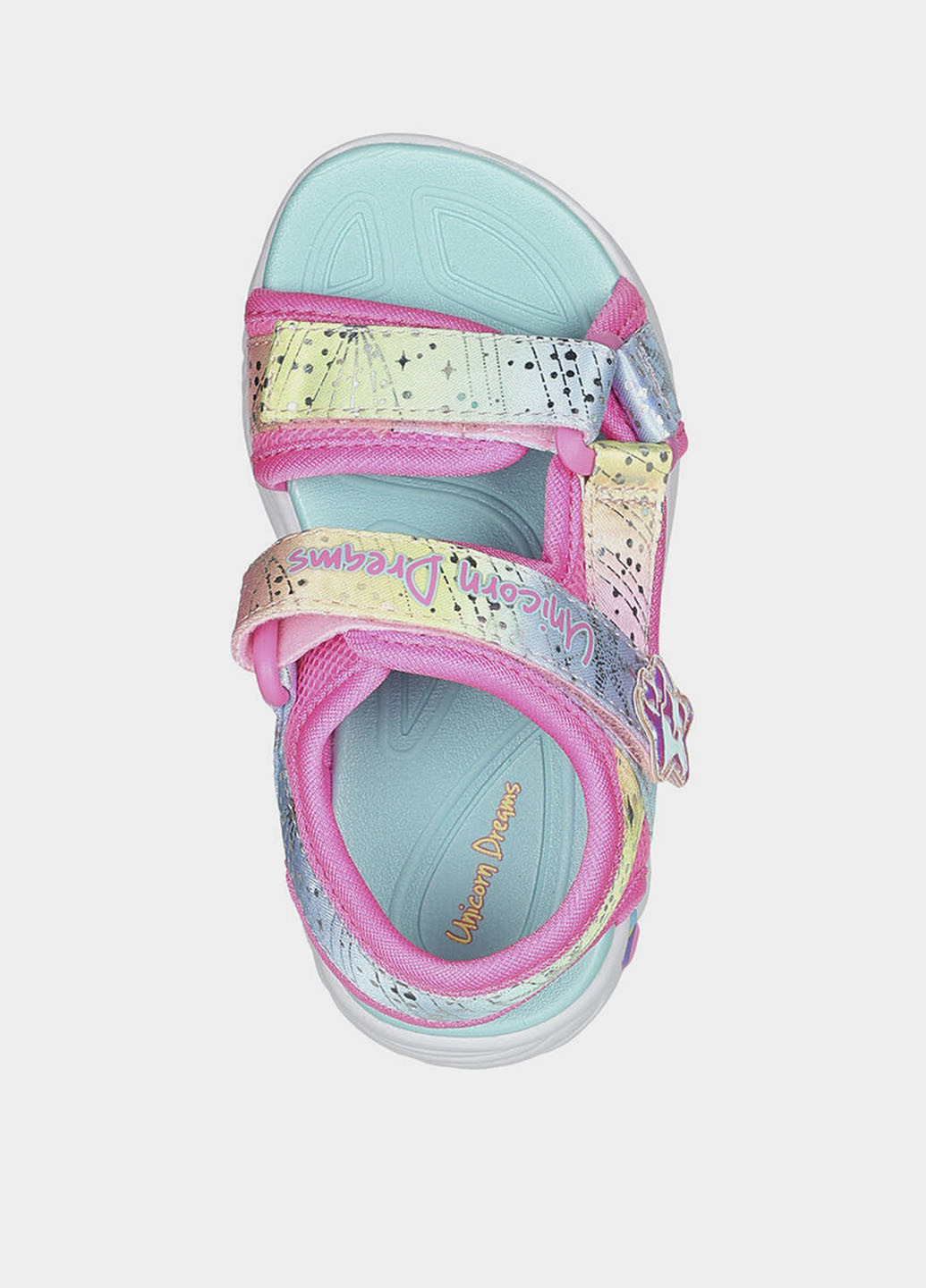 Цветные босоножки Skechers с аппликацией, с логотипом, с белой подошвой