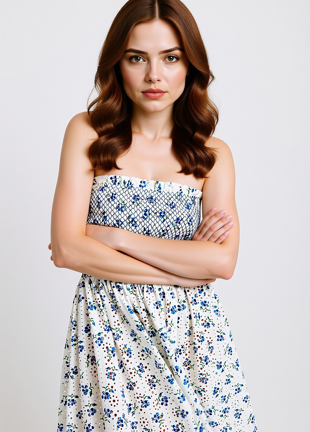 Білий кежуал сукня кльош, з відкритими плечима Reserved з квітковим принтом