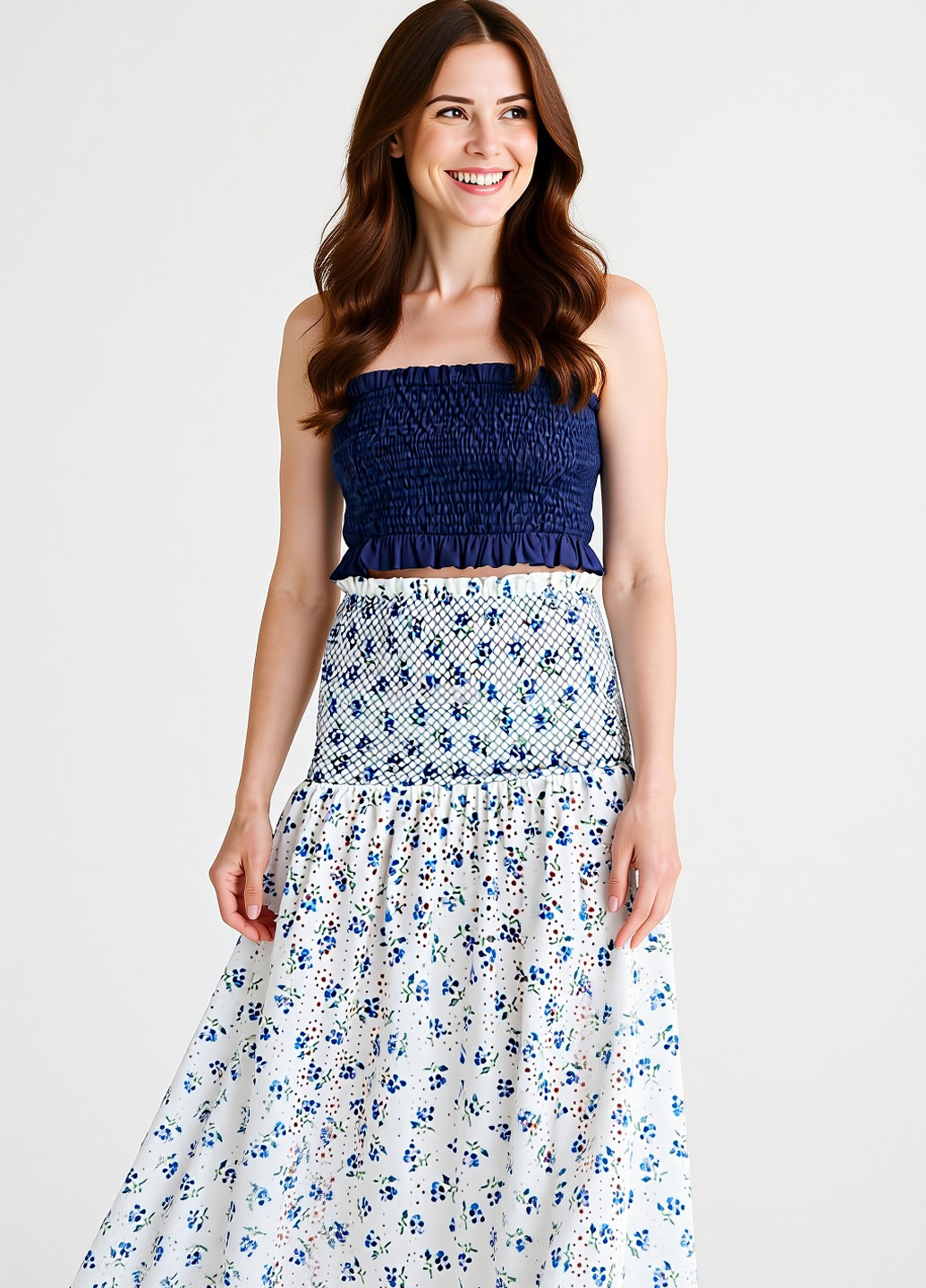 Білий кежуал сукня кльош, з відкритими плечима Reserved з квітковим принтом