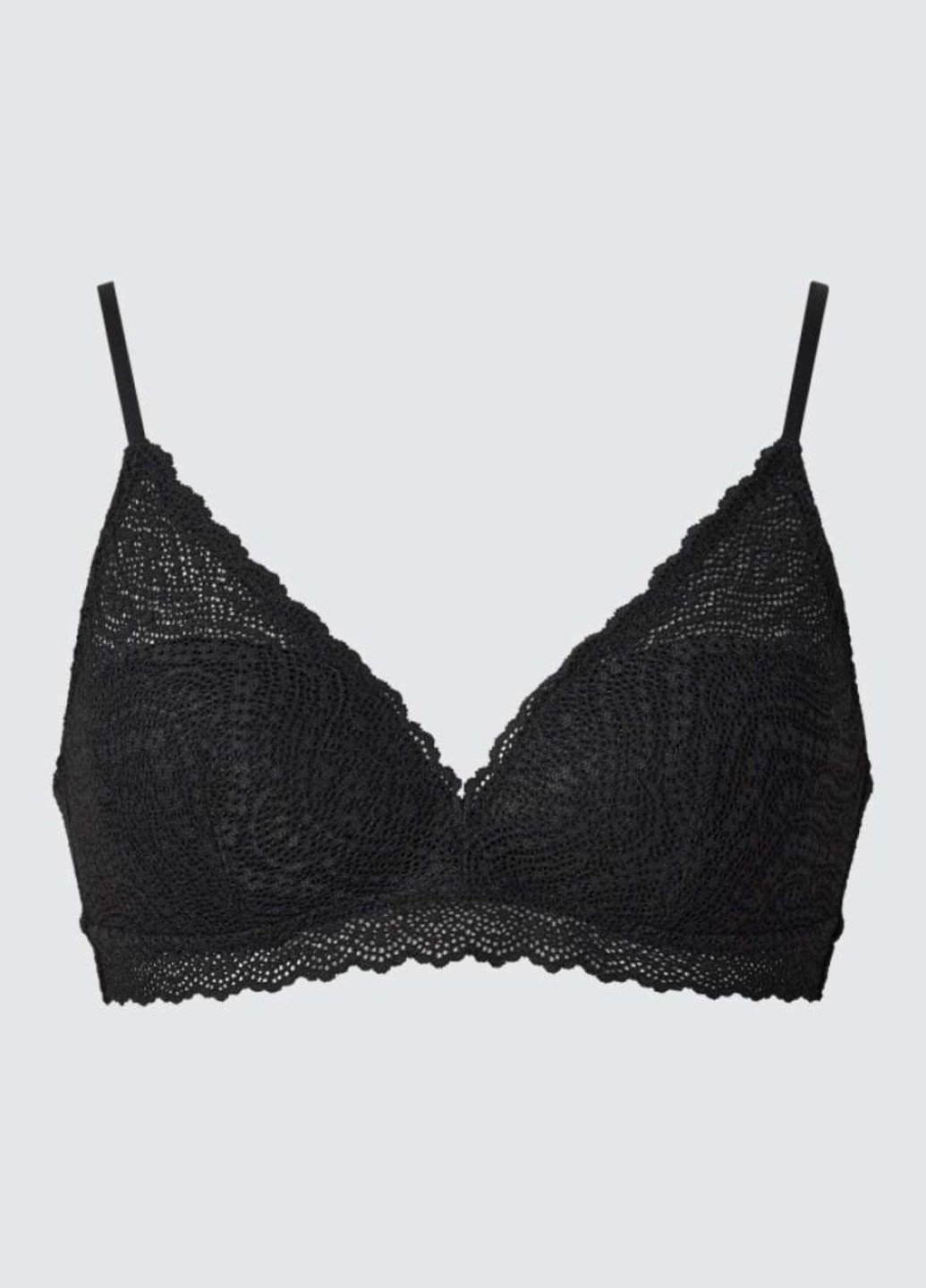 Чёрный бралетт бюстгальтер Uniqlo без косточек кружево, нейлон