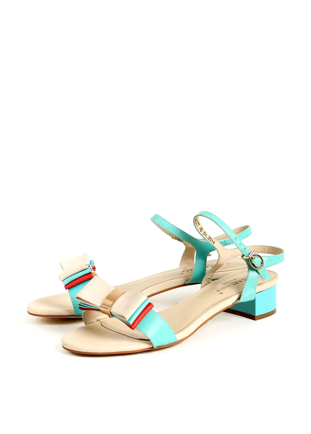 Бирюзовые босоножки Vasari с ремешком с бантом