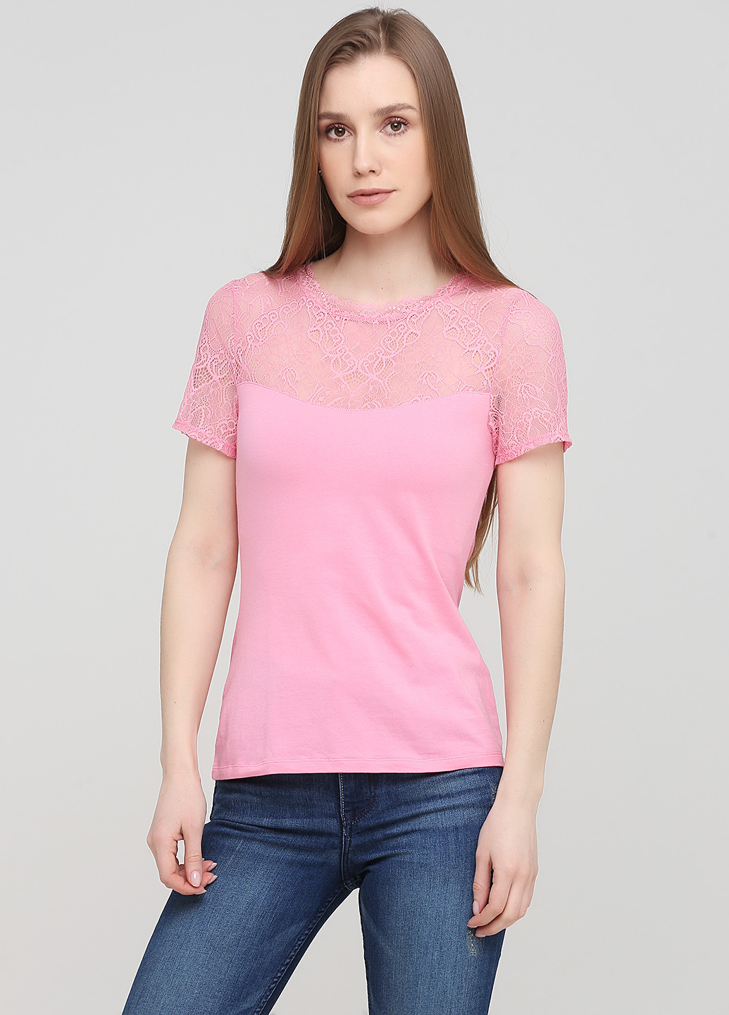 Розовая летняя футболка H&M