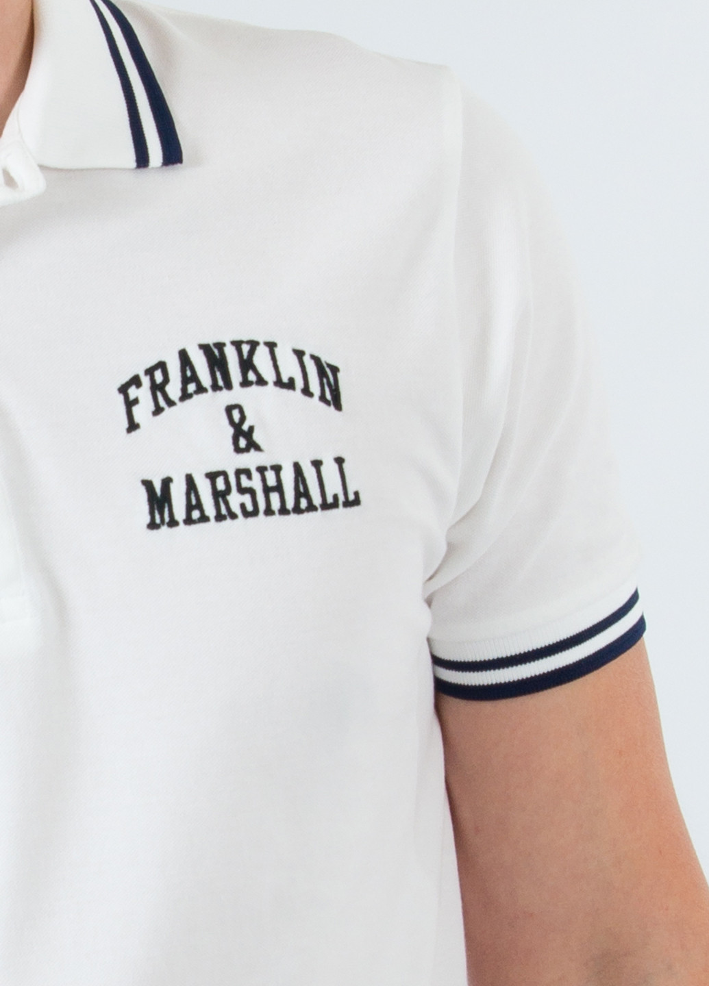 Белая футболка-поло для мужчин Franklin & Marshall с надписью