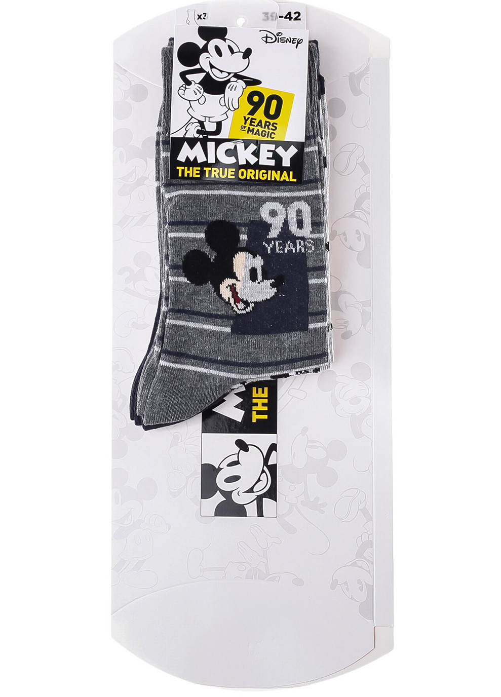 Носки Mickey 90 Years Of Imagination / Head Mickey 90 Ans / All Over Head Of Mickey 3-pack 43-46 blue/gray 93154162-2 Disney (253683935)