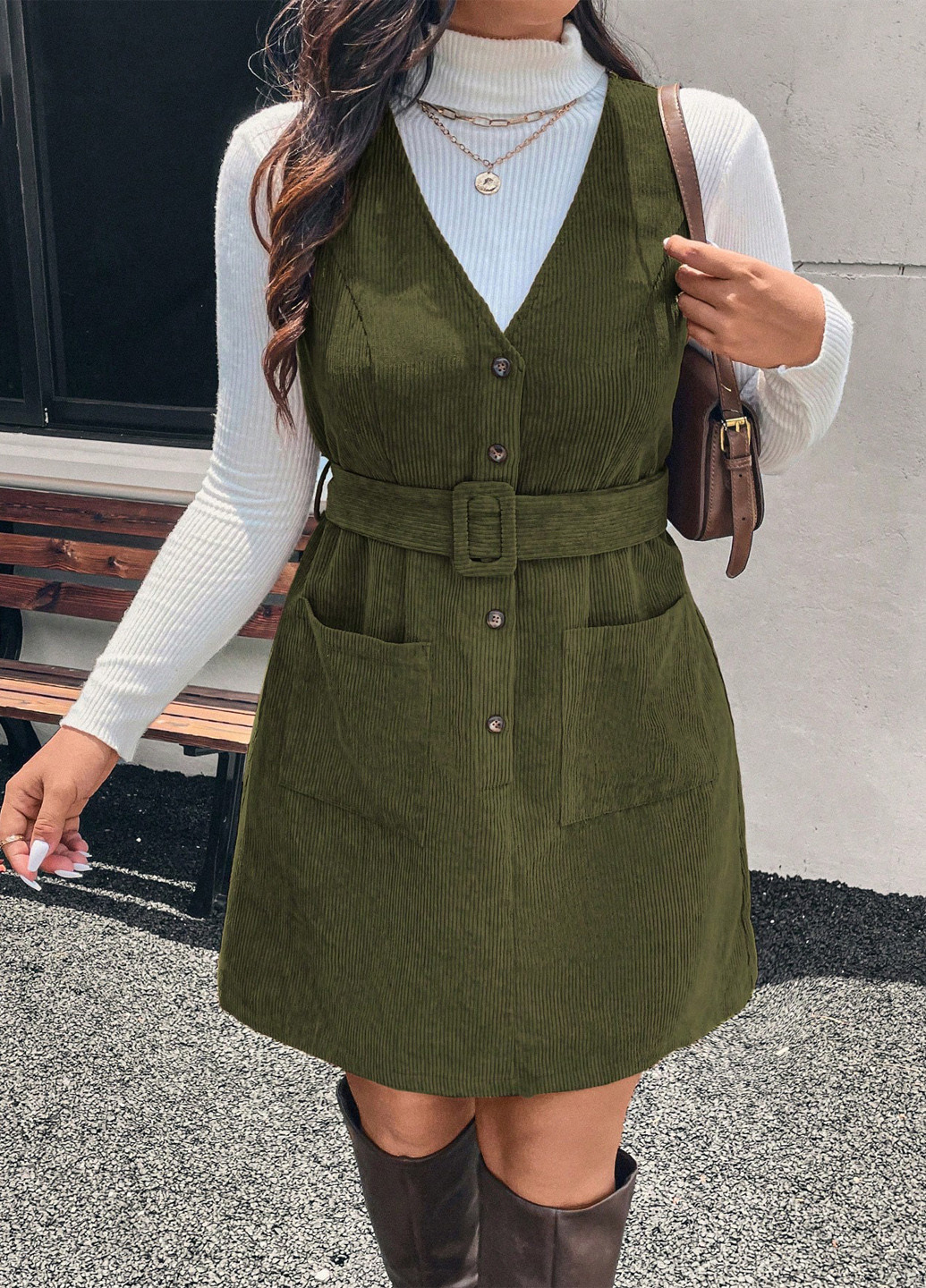 Демисезонный женский сарафан SHEIN однотонный