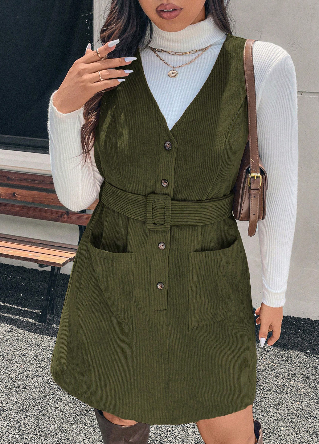 Демисезонный женский сарафан SHEIN однотонный