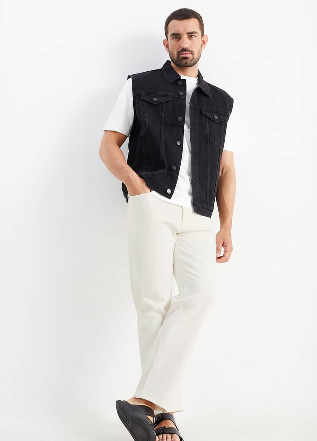 Кремовые демисезонные регюлар фит джинсы C&A