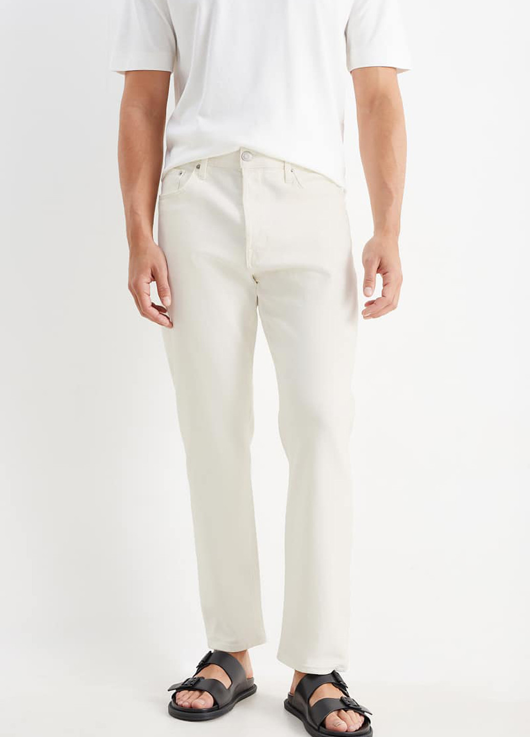 Кремовые демисезонные регюлар фит джинсы C&A