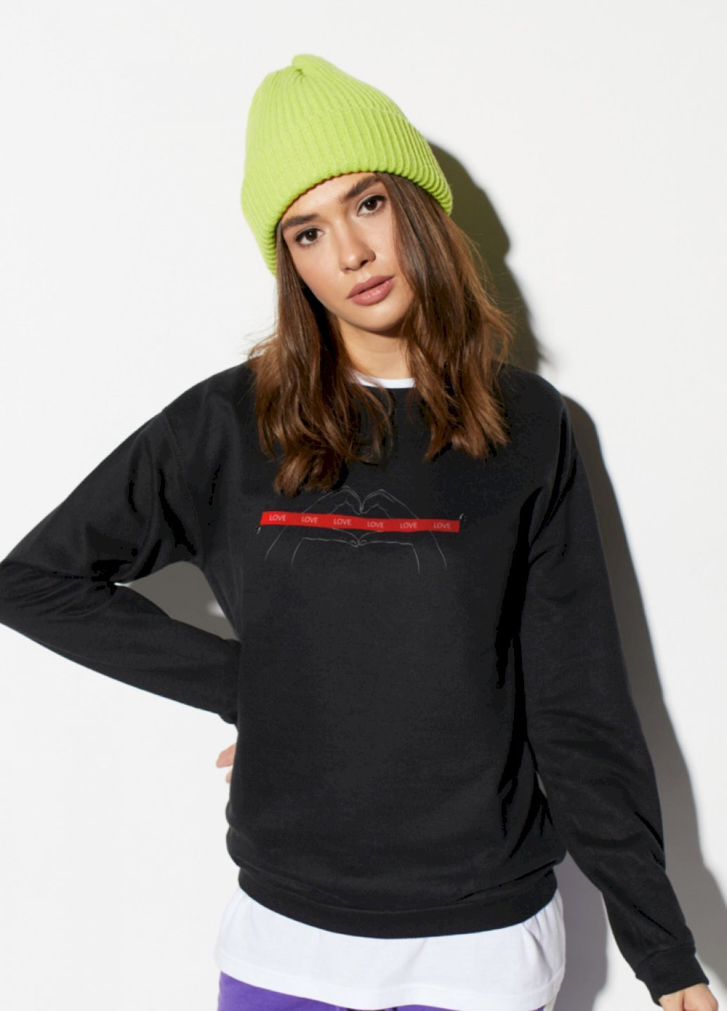 Чорний світшот жіночий /no flis/ YAPPI малюнок (251467828)