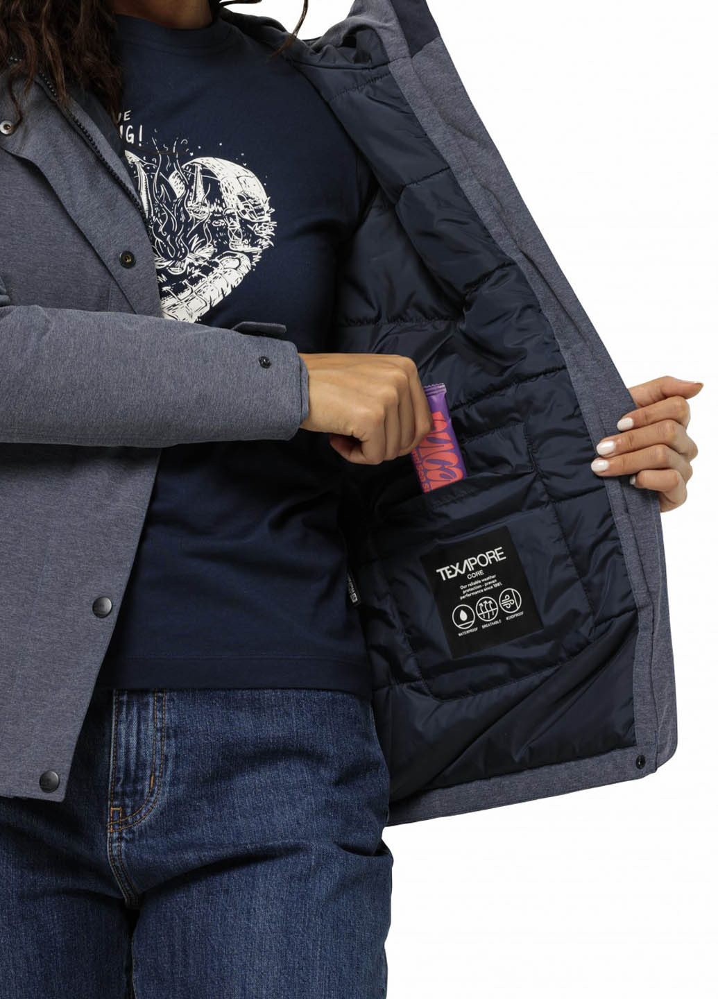 Темно-синя демісезонна куртка Jack Wolfskin SNOWY PARK JKT W