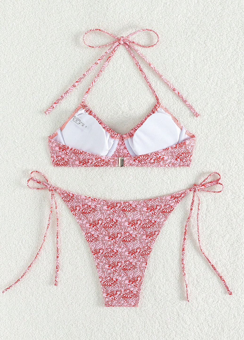 Розовый летний купальник (лиф, трусики) бандо, раздельный SHEIN