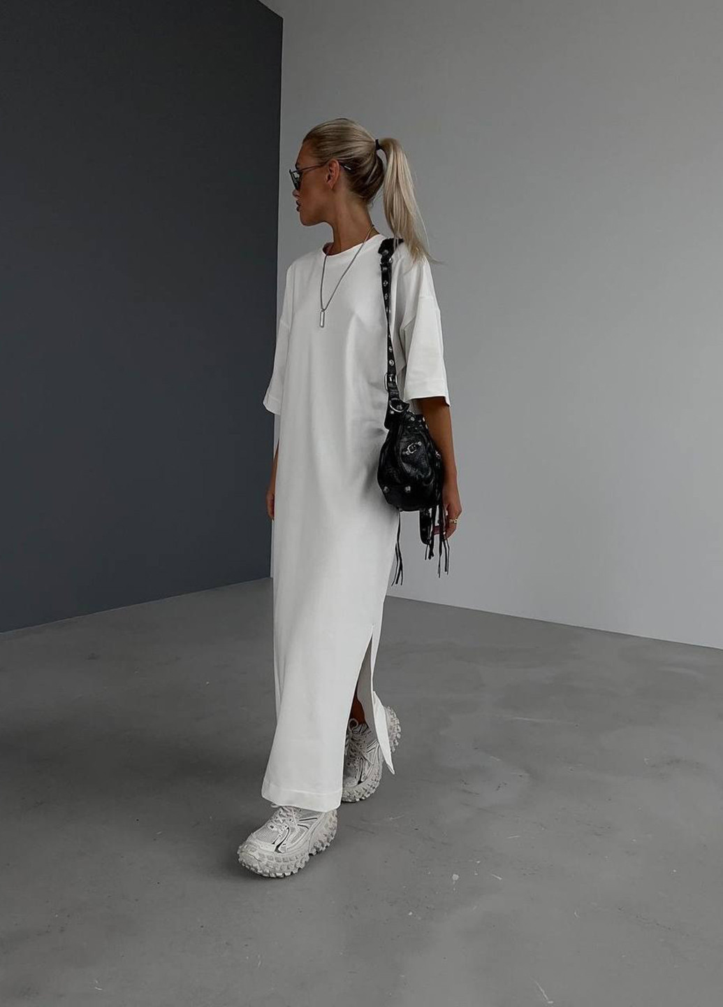 Білий кежуал сукня сукня-футболка No Brand однотонна