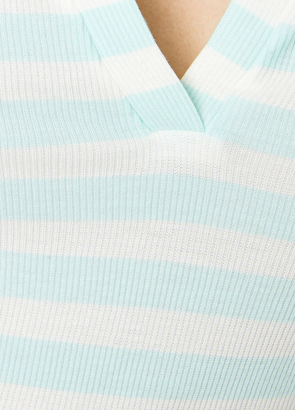 Светло-голубой женская футболка-поло KOTON в полоску