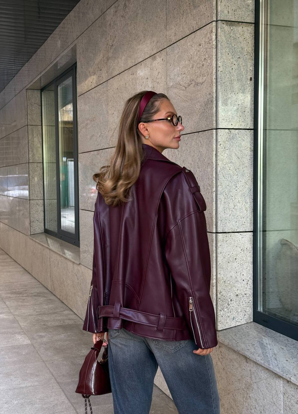 Бордовая демисезонная куртка косуха No Brand