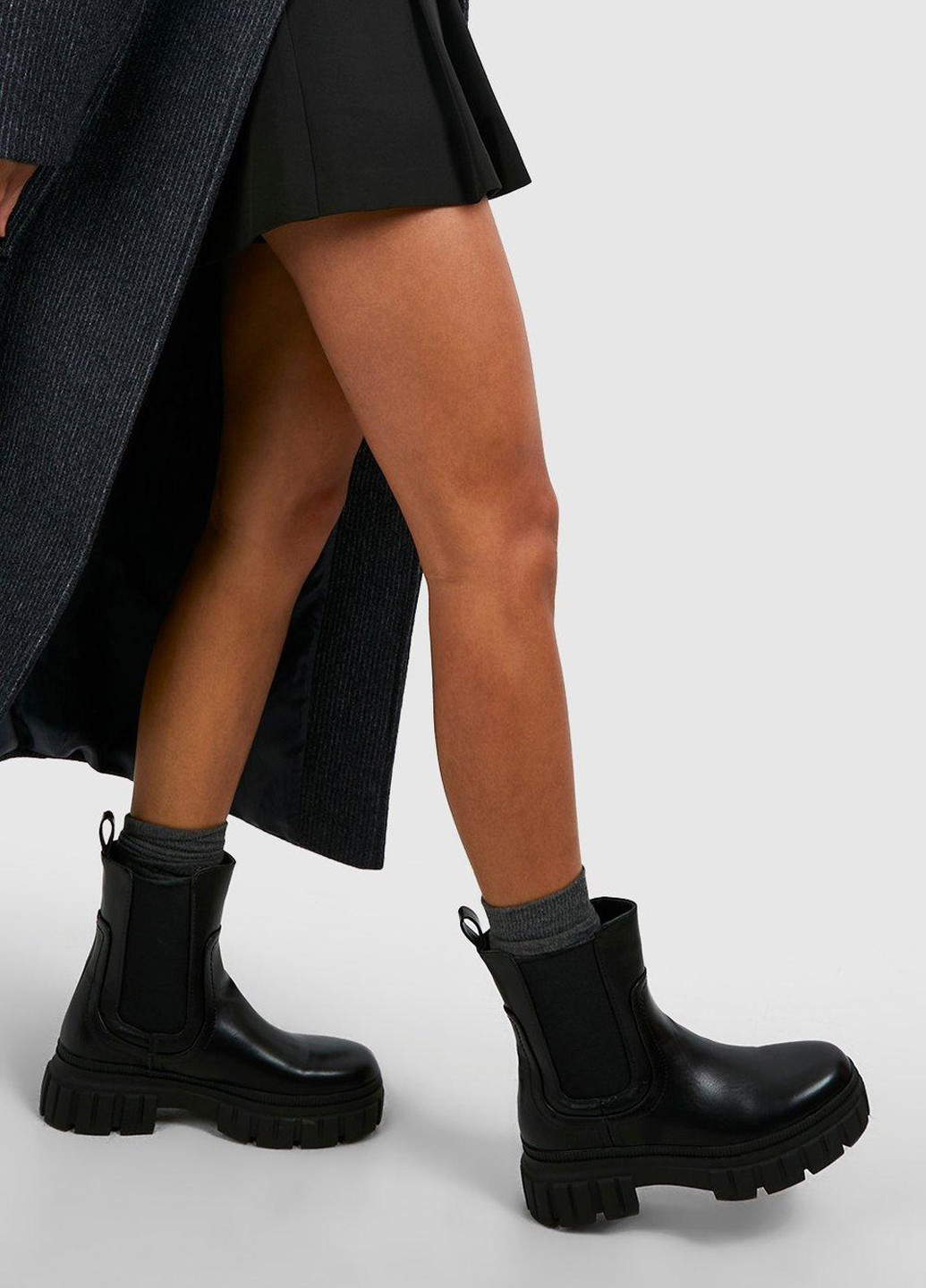 Осенние ботинки челси Boohoo без декора из искусственной кожи