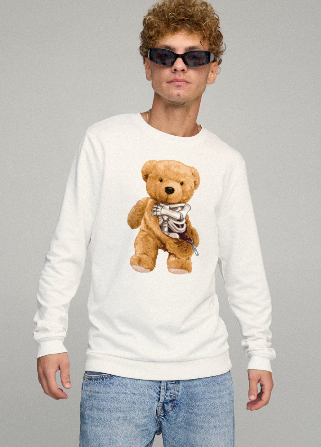 Белый свитшот мужской basic /no flis/ YAPPI рисунок (251791262)