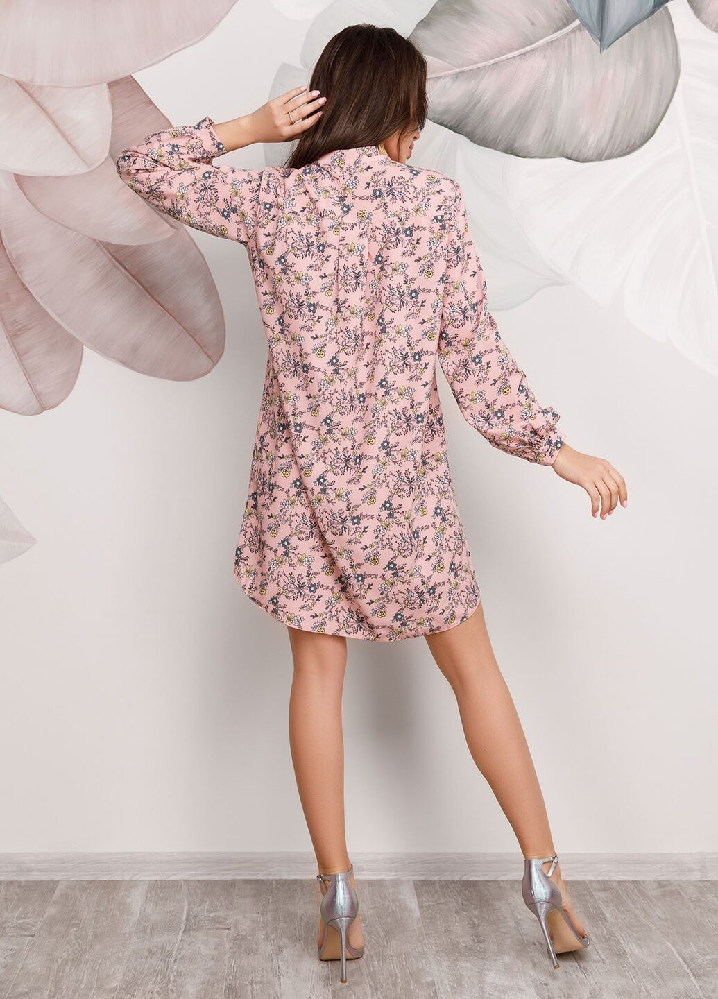 Розовое деловое платья ISSA PLUS с цветочным принтом
