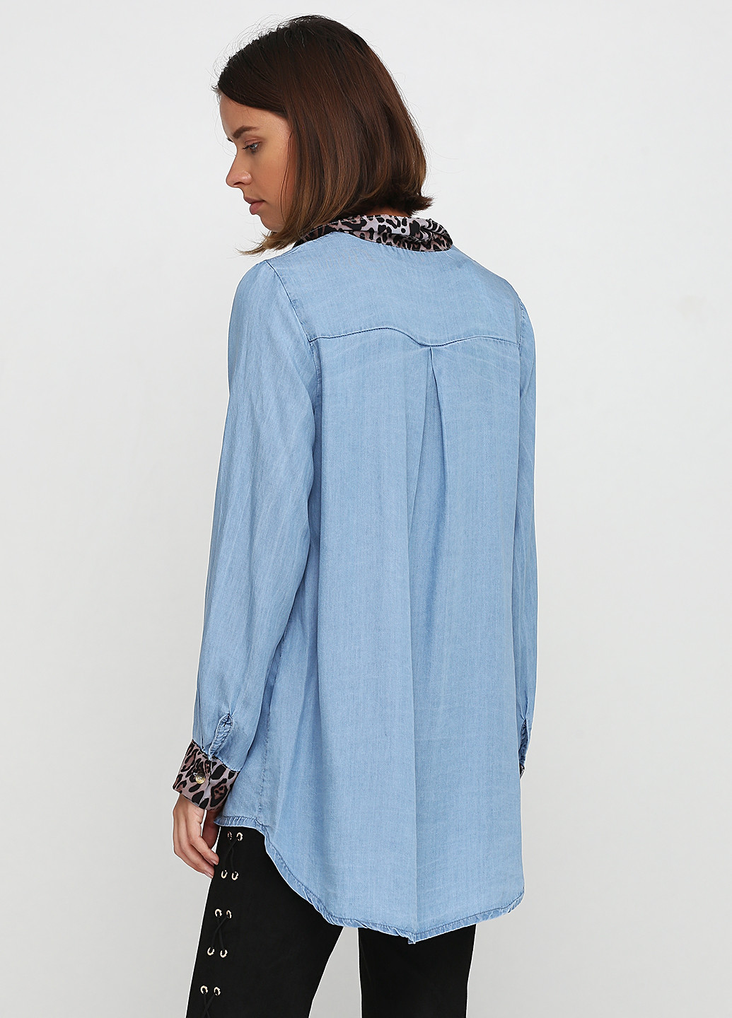Голубой кэжуал рубашка с анималистичным узором Italy Moda