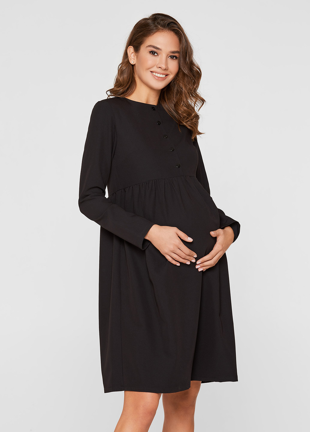 Черное кэжуал платье для беременных и кормящих оверсайз Lullababe однотонное