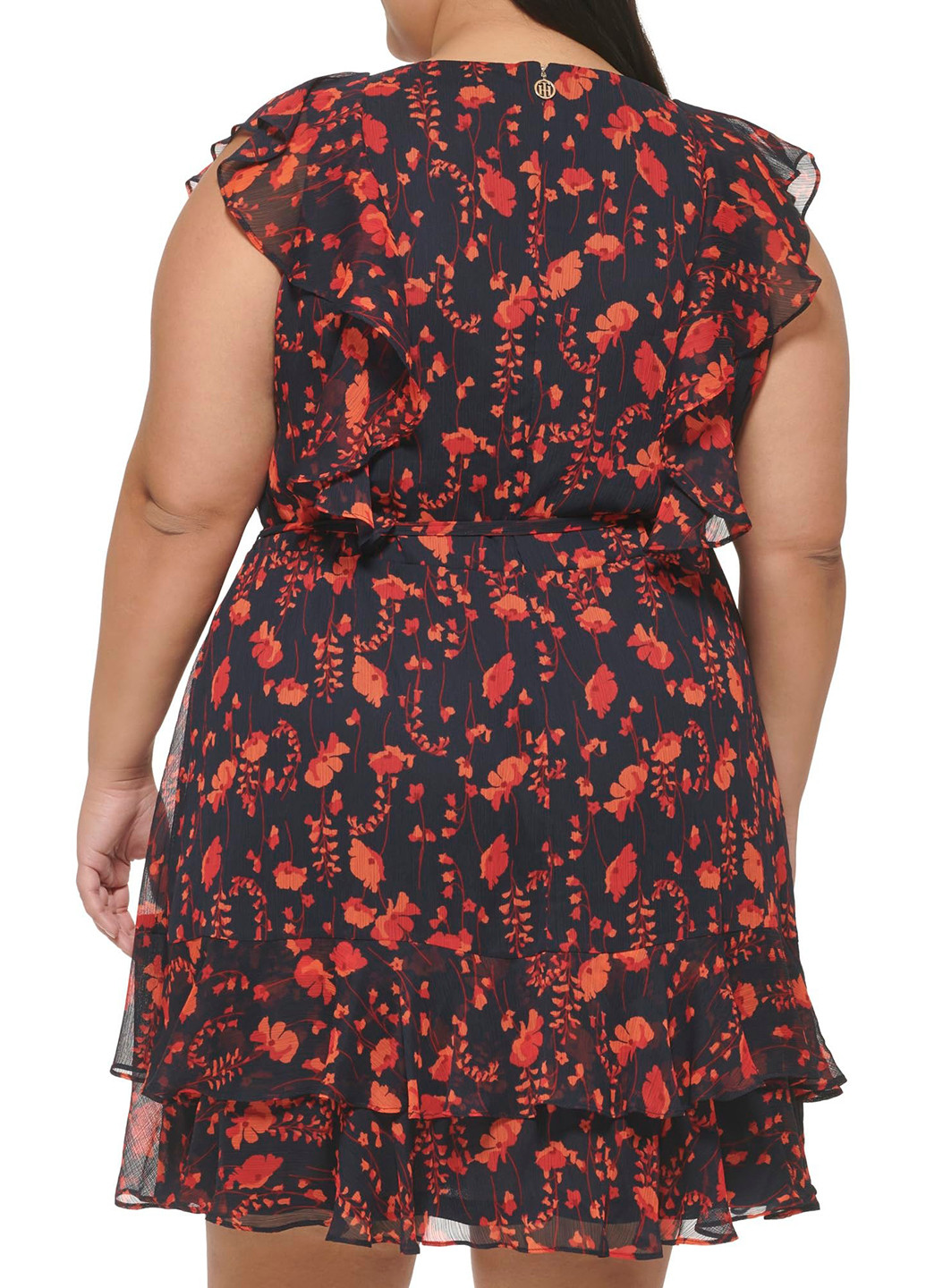 Черное кэжуал платье а-силуэт Tommy Hilfiger с цветочным принтом